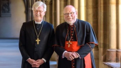 Heinrich Bedford-Strohm (li.), und der Vorsitzende der katholischen Deutschen Bischofskonferenz, Kardinal Reinhard Marx, 