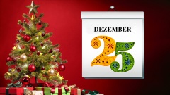 Weihnachtsbaum mit Kalender vom 25. Dezember