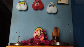 Geburtstags-Altar für Hindu-Gottheit Ganesha.