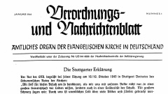 Stuttgarter Schulderklärung im "Verordnungs- und Nachrichtenblatt" der EKD im Januar 1946