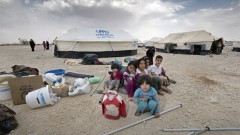Flüchtlinge aus Syrien kurz nach ihrer Ankunft im Lager Za'atari in Jordanien