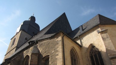 Ansicht der Petri-Pauli-Kirche aus Richtung Chor Südseite.