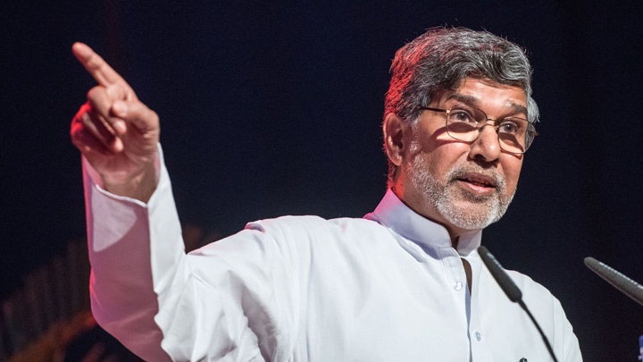 Friedensnobelpreisträger Kailash Satyarthi beim Kirchentag in Stuttgart.