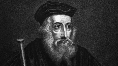 Der britische Bibelübersetzer und Kirchenreformer John Wycliff (vor 1330 - 31.12.1384; Kupferstich von James Hopwood, 1810).