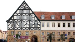 Das Lutherhaus in Eisenach in Thueringen ist auf Grund von Bauarbeiten bis 2015 um die Ecke in das Haus am Markt umgezogen.