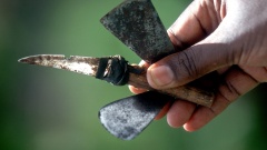 Messer und Klingen, mit denen in Kenia jungen Mädchen die Genitalien beschnitten werden.